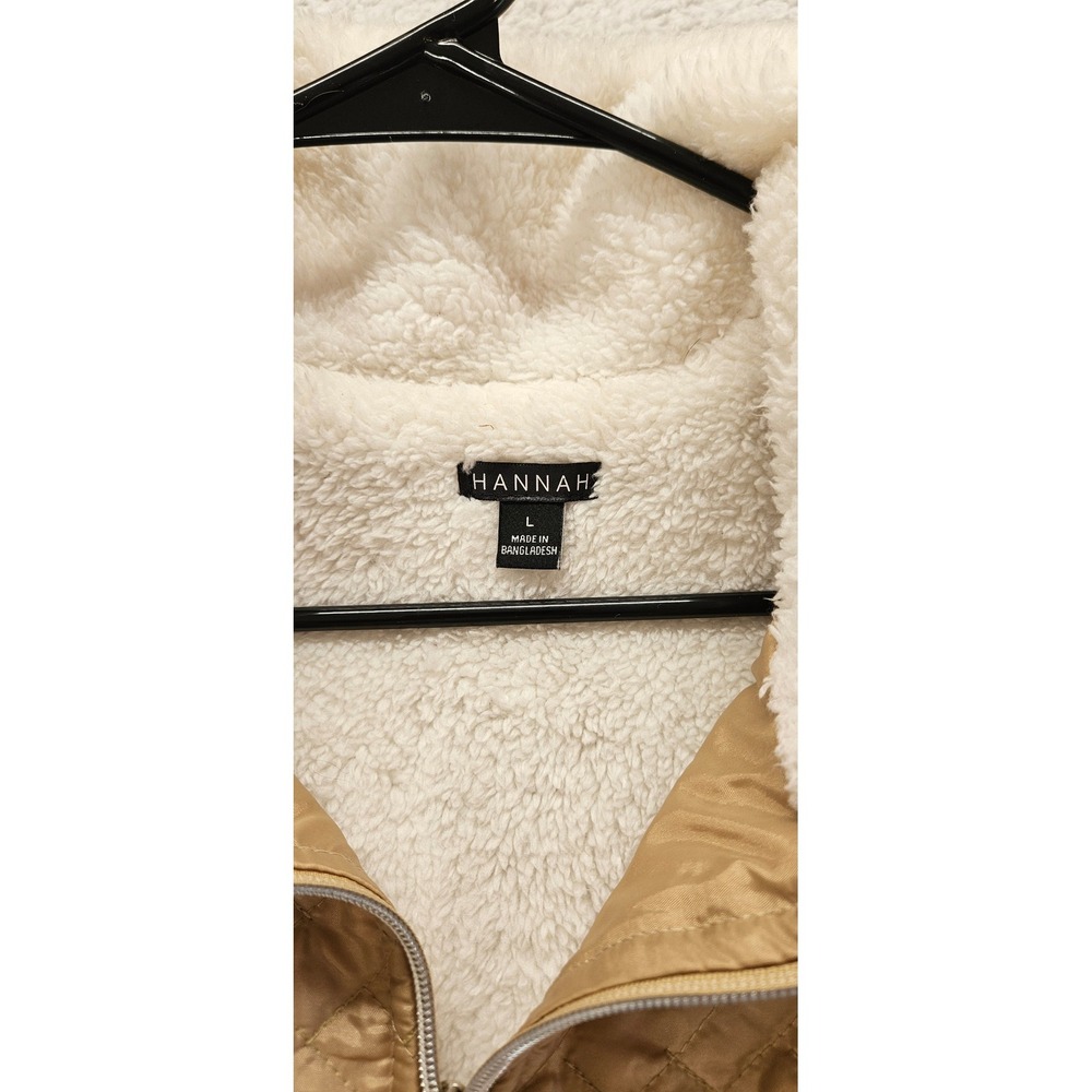 Hannah Womens Quilted Puffer Vest Champagne Gold Sherpa Lined Full Zip Large - Picture 2 of 8